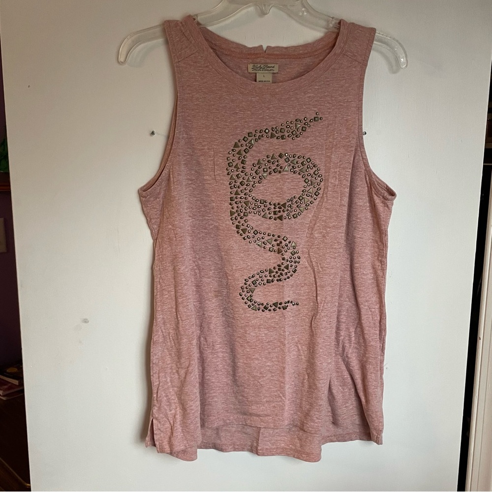 Lucky Brand- Women’s Pink Snake Design Tank Top Muscle Tee Size L